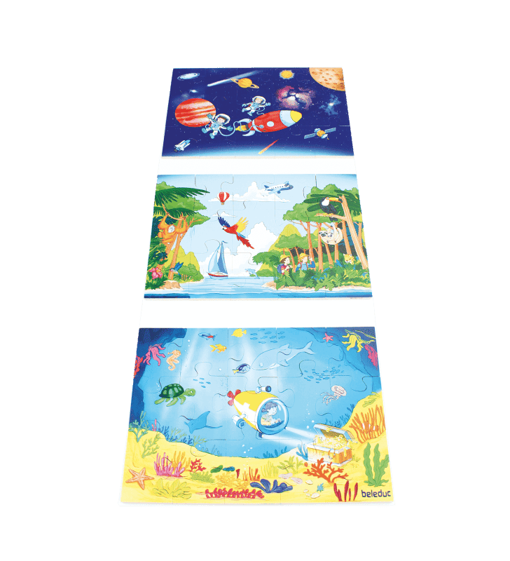 Puzzle do Fundo do Mar ao Cosmos, em madeira, Beleduc 16211