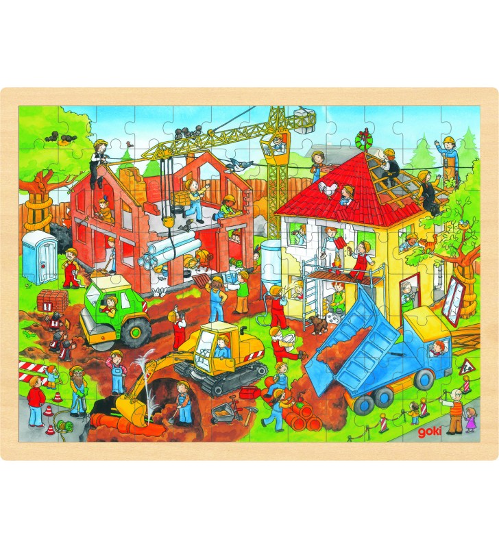 Puzzle na Construção Civil em madeira, goki 57670