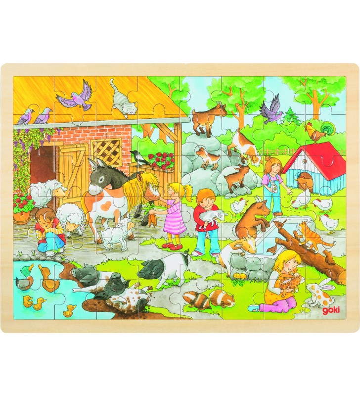 Puzzle Zoo dos Animais Domésticos em Madeira com 48 peças