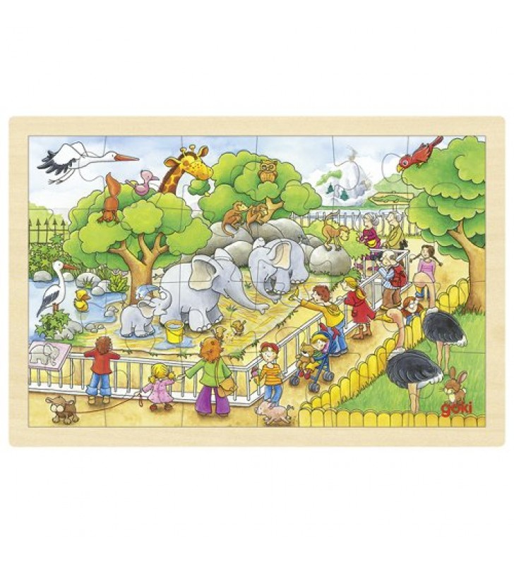 Puzzle Visita ao Zoo em madeira com 24 peças Goki 57808