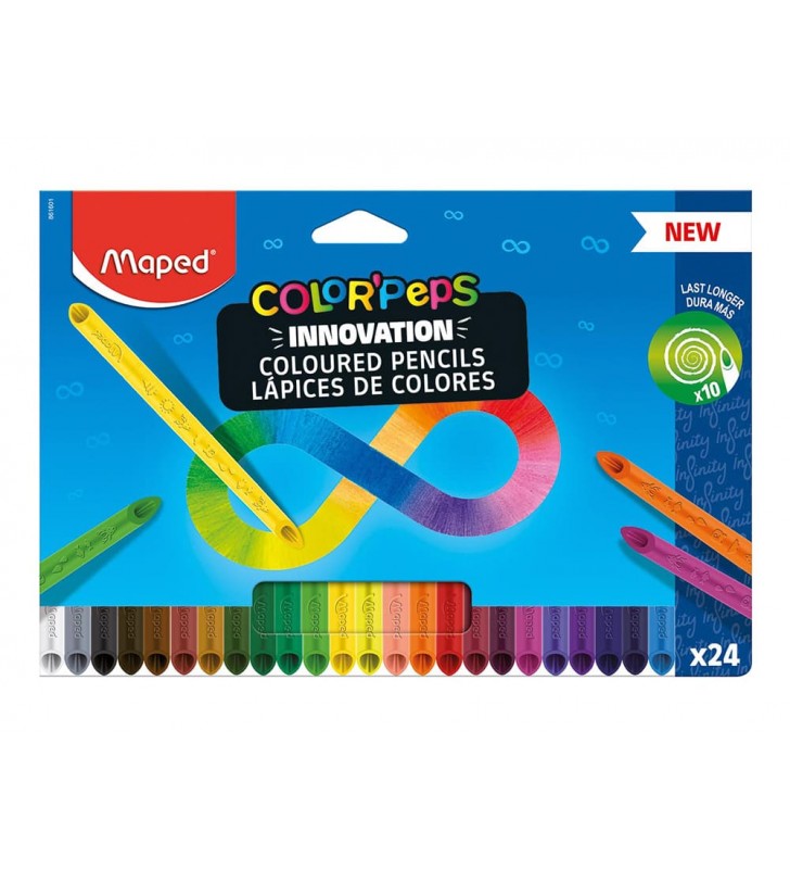 Lápis de cor maped color peps infinity caixa de 24 cores sortidas